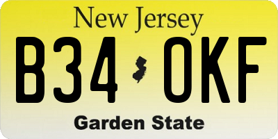 NJ license plate B34OKF