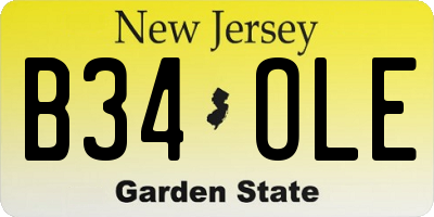 NJ license plate B34OLE
