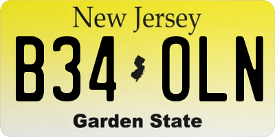 NJ license plate B34OLN