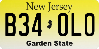 NJ license plate B34OLO