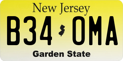 NJ license plate B34OMA