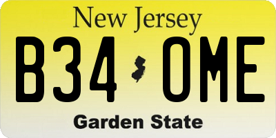 NJ license plate B34OME