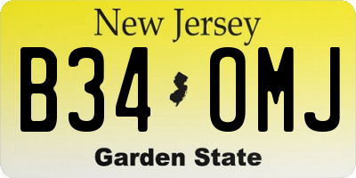 NJ license plate B34OMJ