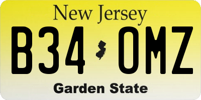NJ license plate B34OMZ