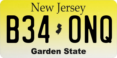NJ license plate B34ONQ