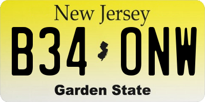 NJ license plate B34ONW
