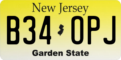 NJ license plate B34OPJ
