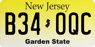 NJ license plate B34OQC