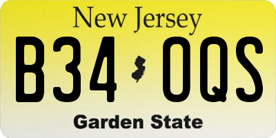 NJ license plate B34OQS