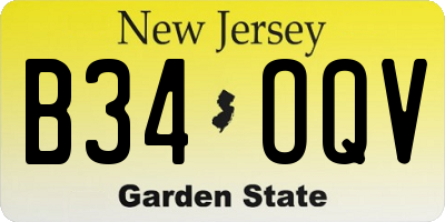 NJ license plate B34OQV