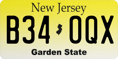 NJ license plate B34OQX
