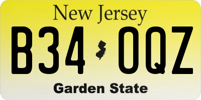 NJ license plate B34OQZ