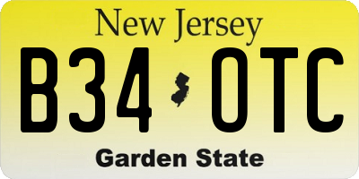 NJ license plate B34OTC