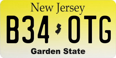 NJ license plate B34OTG
