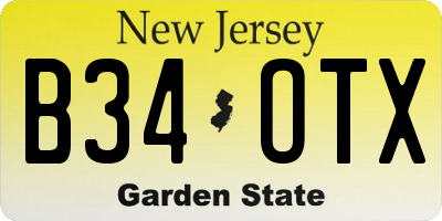 NJ license plate B34OTX