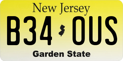 NJ license plate B34OUS