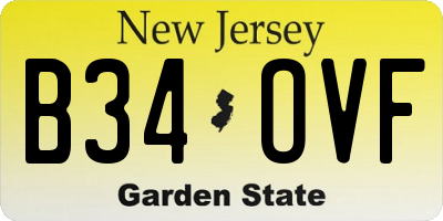 NJ license plate B34OVF
