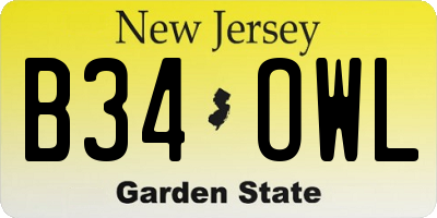 NJ license plate B34OWL