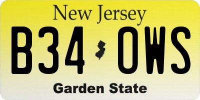 NJ license plate B34OWS