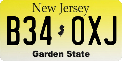 NJ license plate B34OXJ