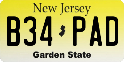 NJ license plate B34PAD