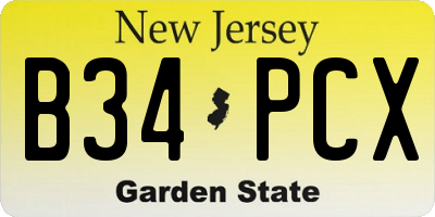 NJ license plate B34PCX