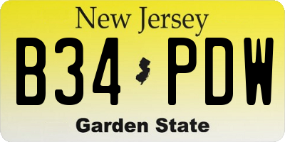 NJ license plate B34PDW