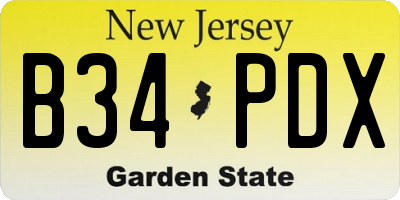 NJ license plate B34PDX