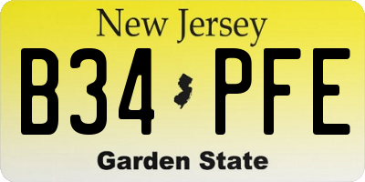 NJ license plate B34PFE