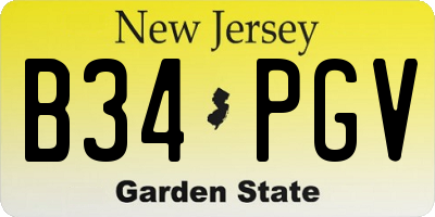 NJ license plate B34PGV