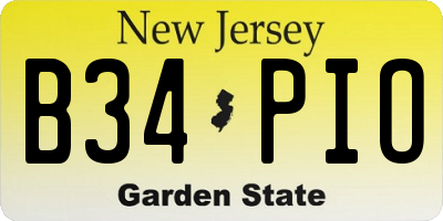NJ license plate B34PIO