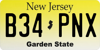 NJ license plate B34PNX