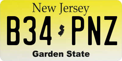 NJ license plate B34PNZ
