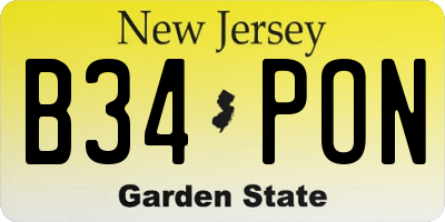 NJ license plate B34PON