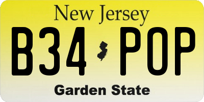 NJ license plate B34POP