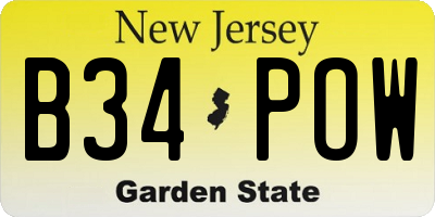 NJ license plate B34POW