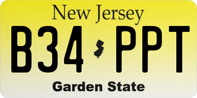 NJ license plate B34PPT