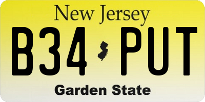 NJ license plate B34PUT