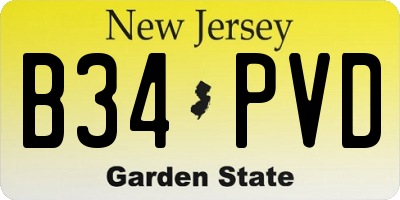 NJ license plate B34PVD