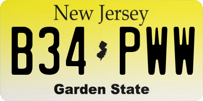 NJ license plate B34PWW