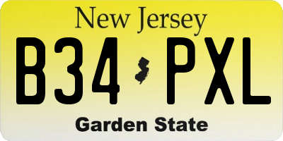 NJ license plate B34PXL