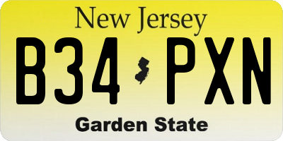 NJ license plate B34PXN