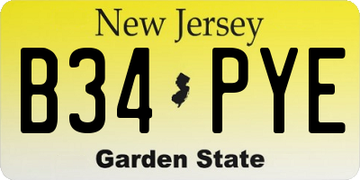 NJ license plate B34PYE