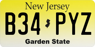 NJ license plate B34PYZ
