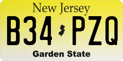 NJ license plate B34PZQ