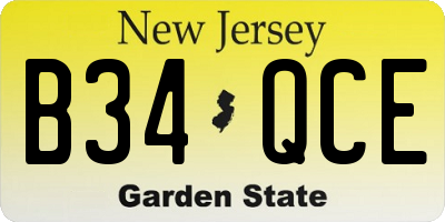 NJ license plate B34QCE