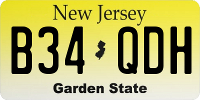 NJ license plate B34QDH