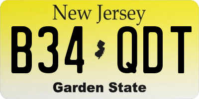 NJ license plate B34QDT
