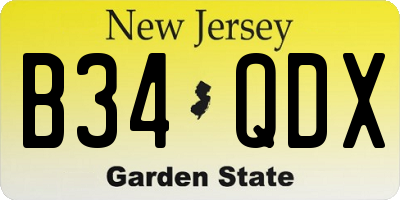 NJ license plate B34QDX