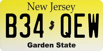 NJ license plate B34QEW
